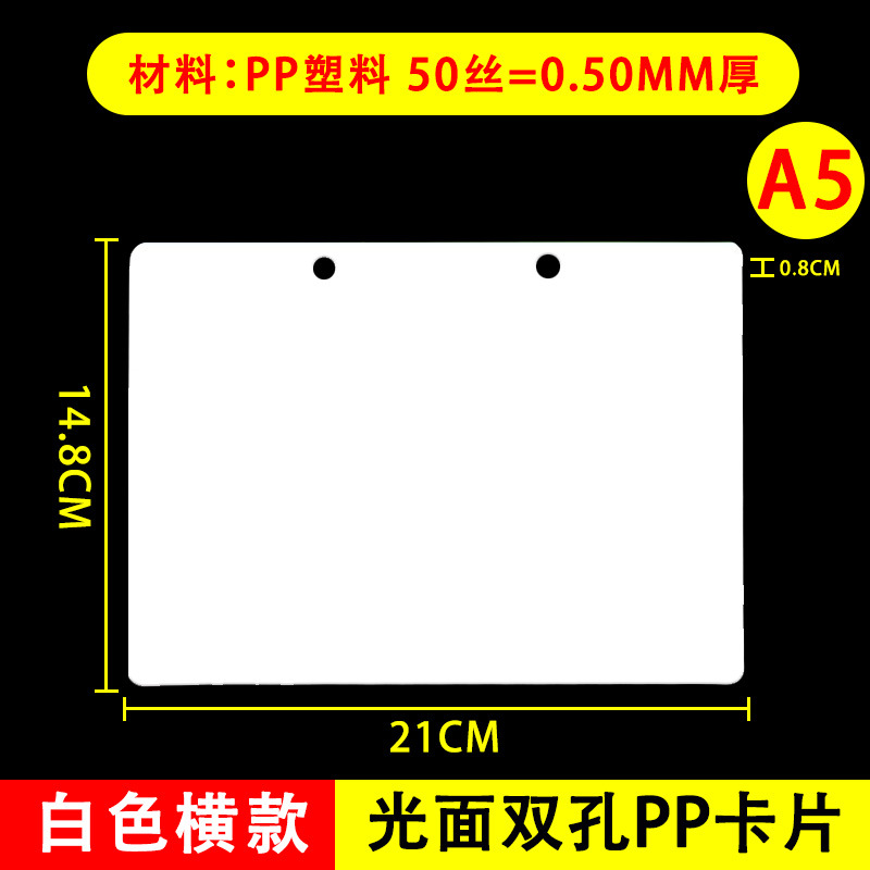 2穴横型白光沢A5吊り下げカード