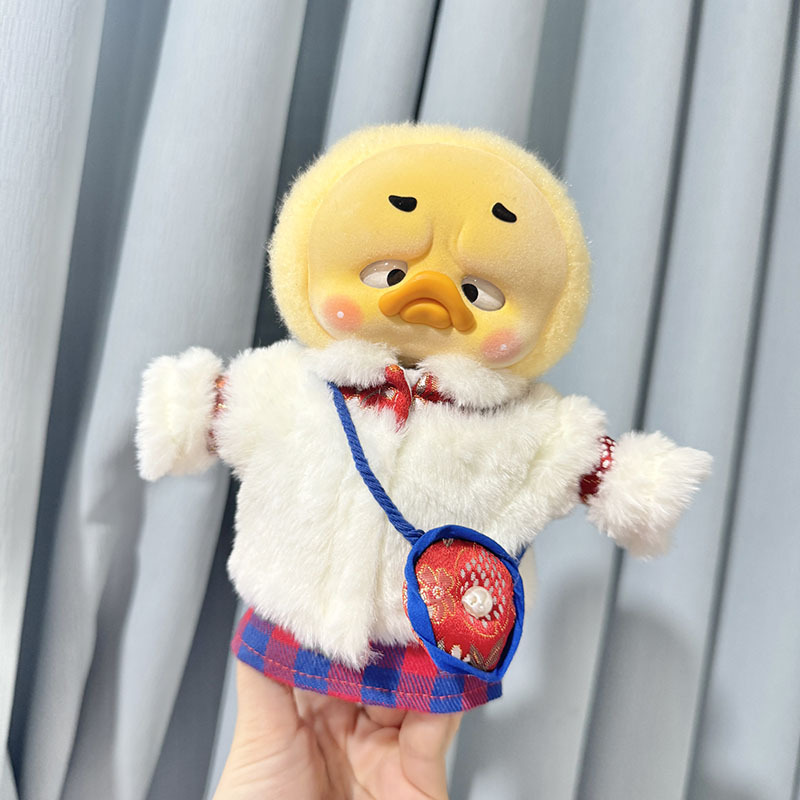 20cm 赤と青のチェック柄スカート パール サッチェル