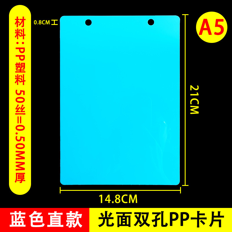 2穴ストレートブルー光沢A5吊り下げカード