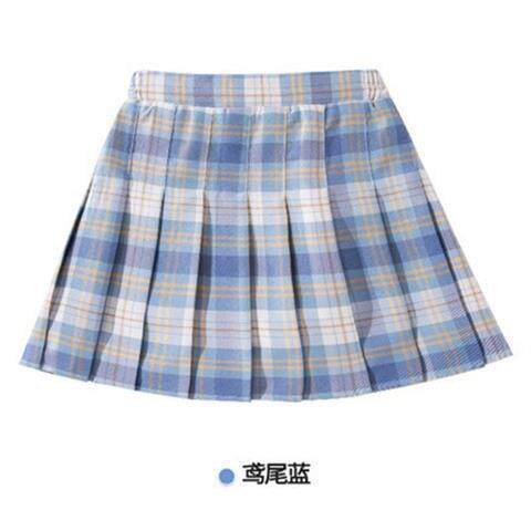 海と空のブルーのチェック柄スカート