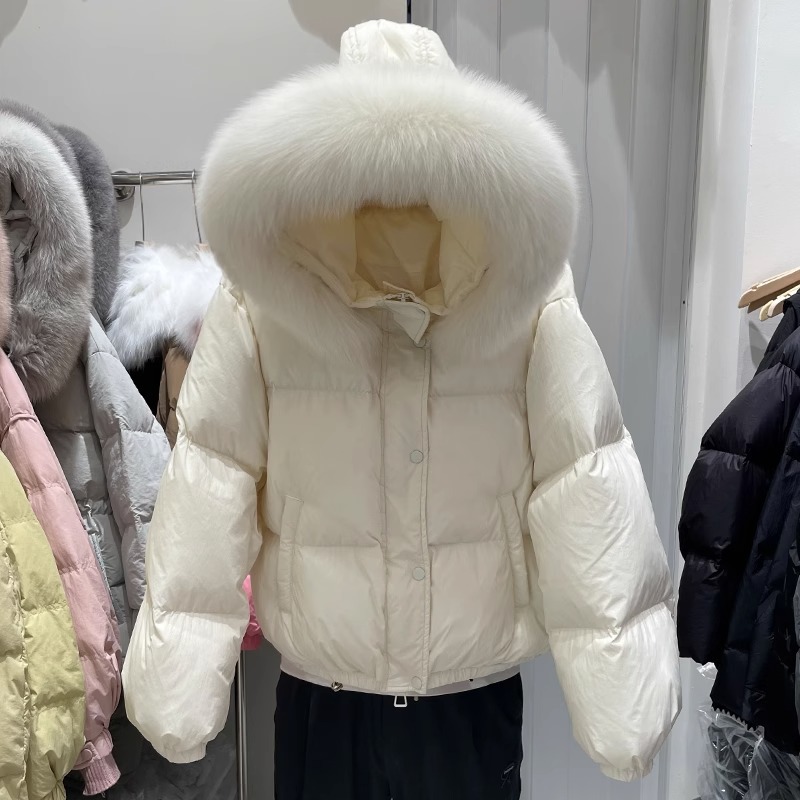 ベージュ + 真狐毛襟