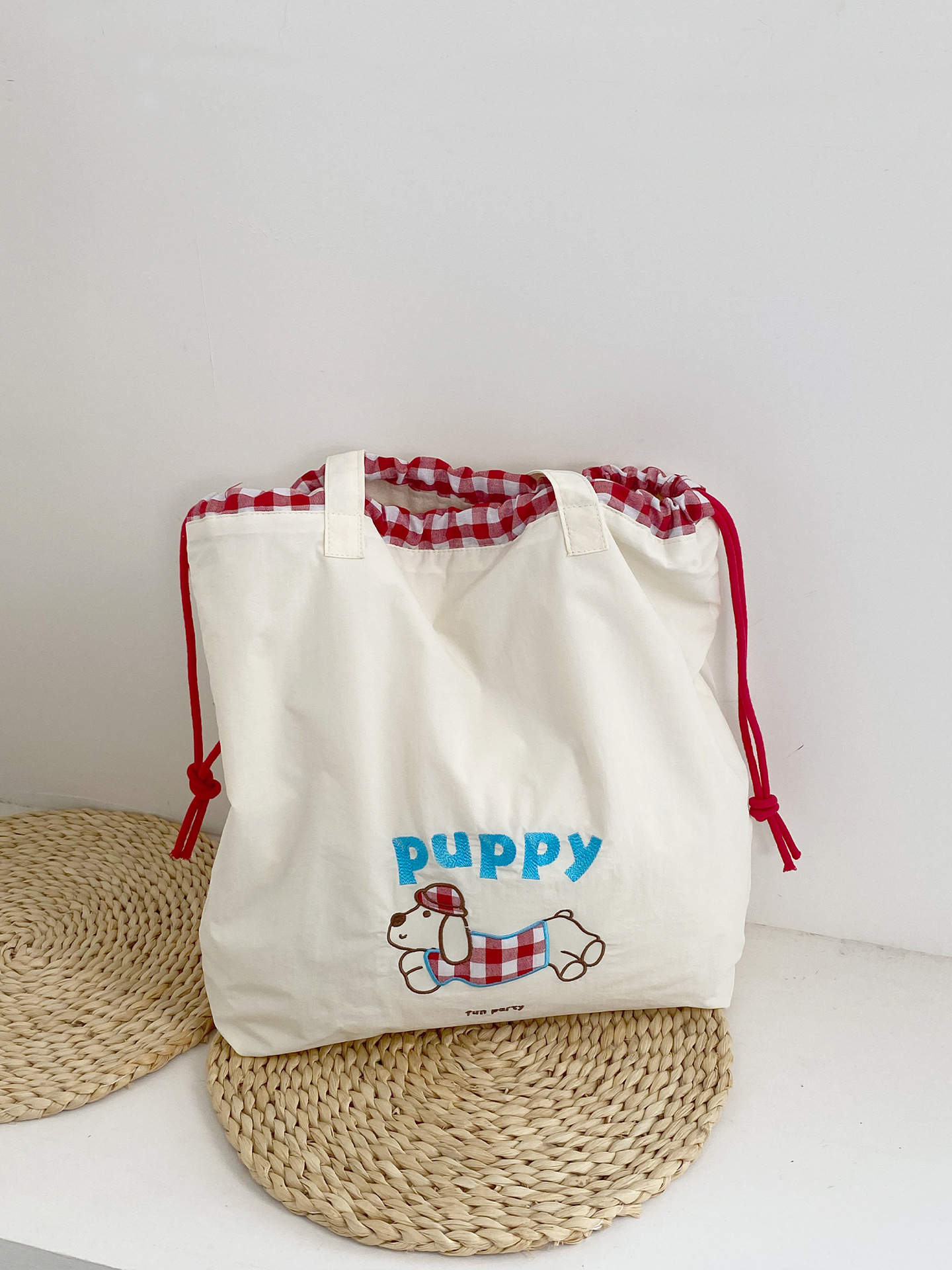 巾着パピーナイロンバッグ-オフホワイト