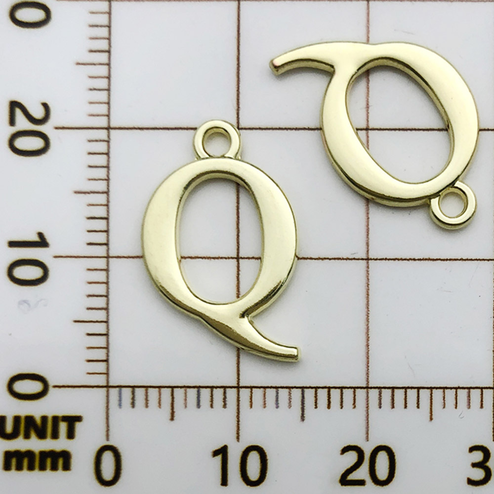 1 kc ゴールドラックメッキ文字 Q-12x20mm-0.9g