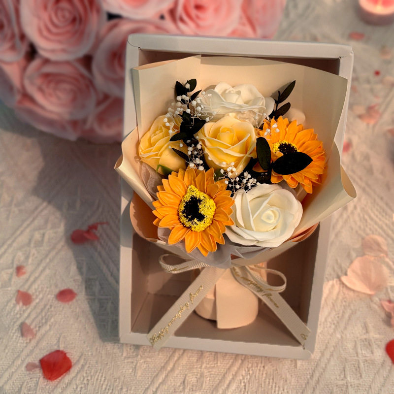 3076-7 ライトオレンジローズひまわり