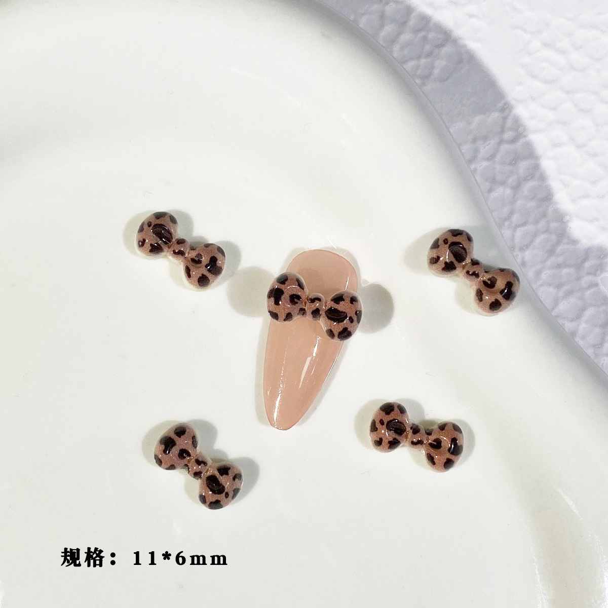 ヒョウ柄-大リボン-約11×6mm