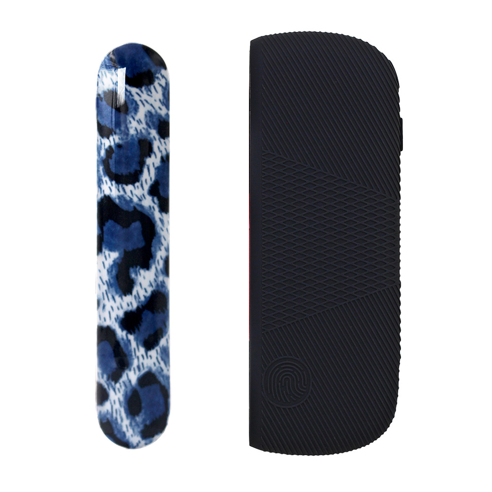 ブラックシリコンシェル+ヒョウ柄ブルーサイドカバー