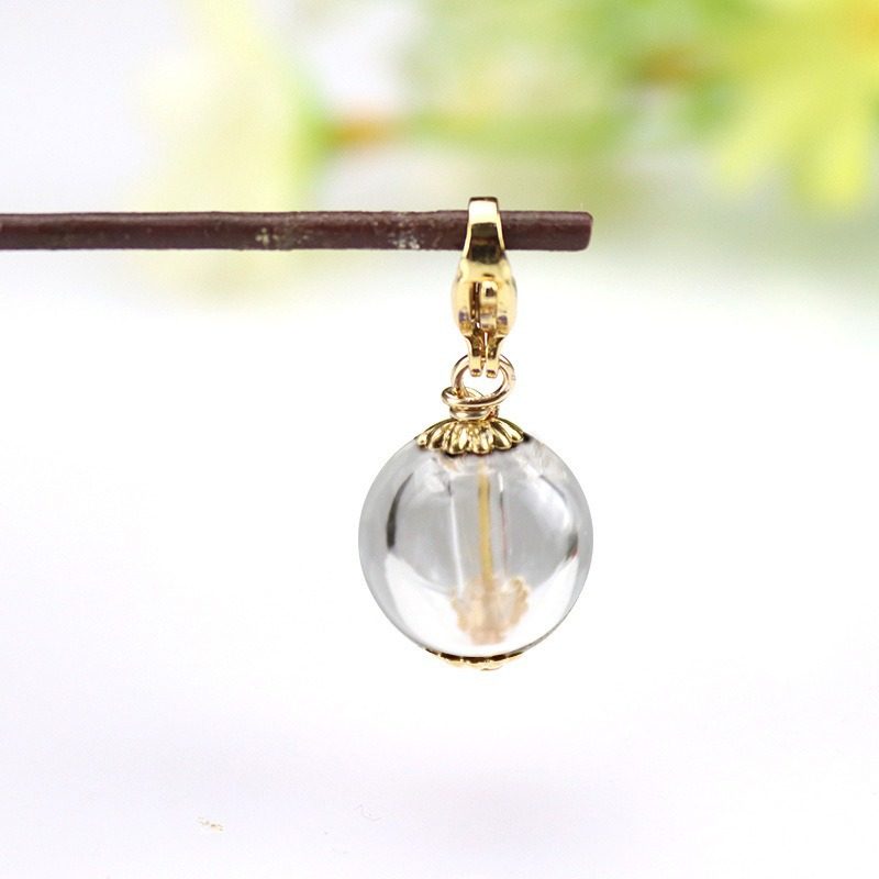 透明穴あきエッセンシャルオイルビーズペンダント（ロブスタークラスプスタイル）