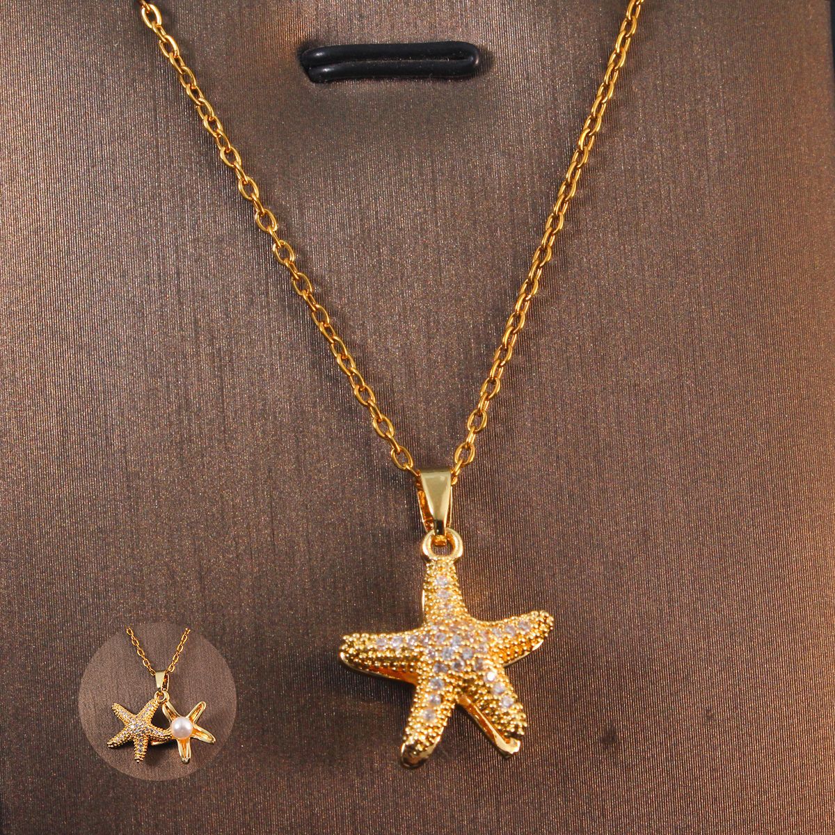 795孤独な海星の金色のネックレス