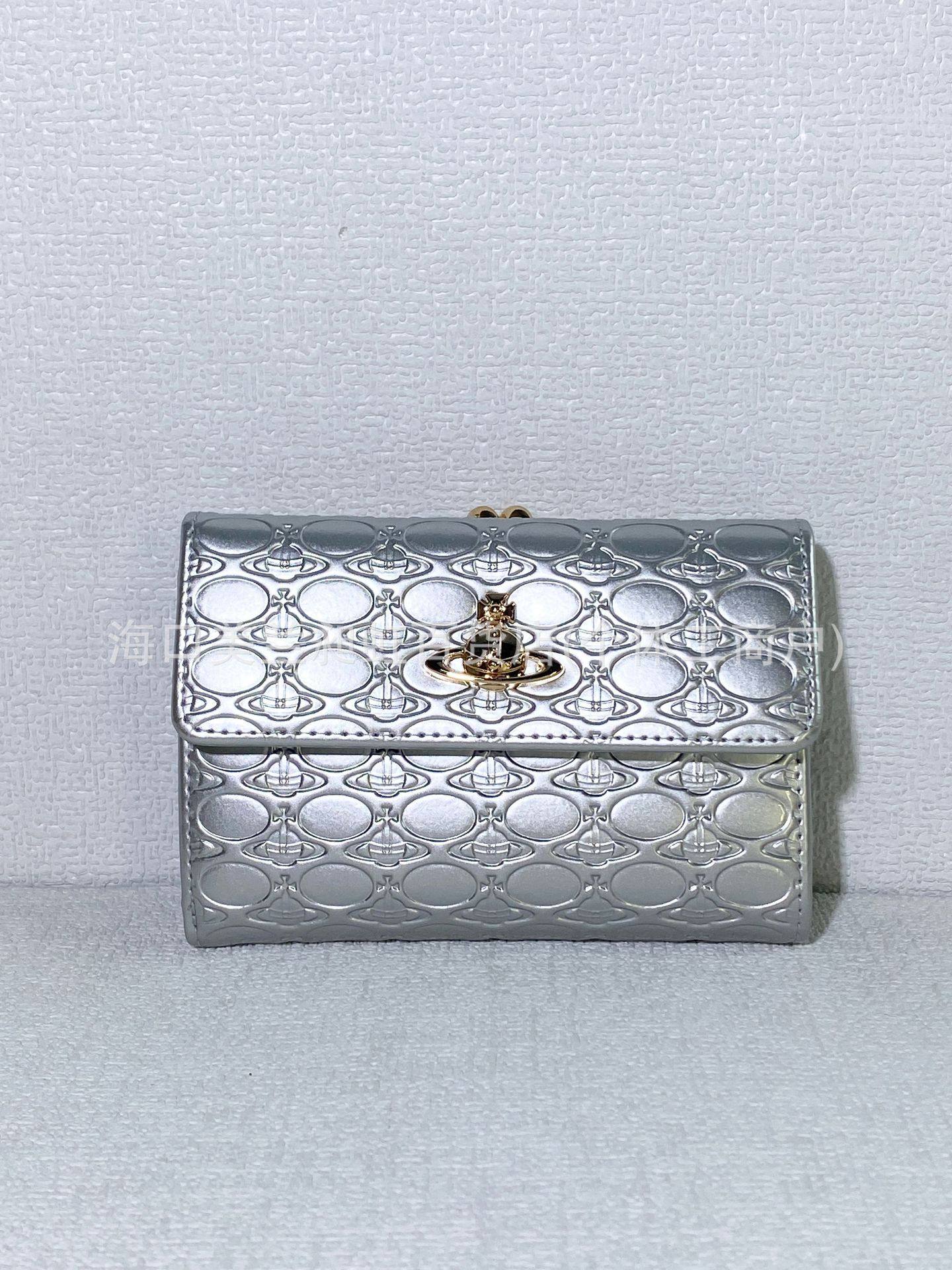 シルバー パテント レザー エンボス ロング ウォレット