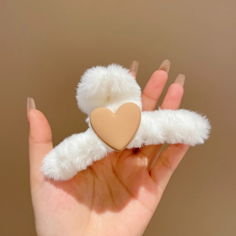 7 # ホワイト-カーキハート-ボトムクリップ 11cm