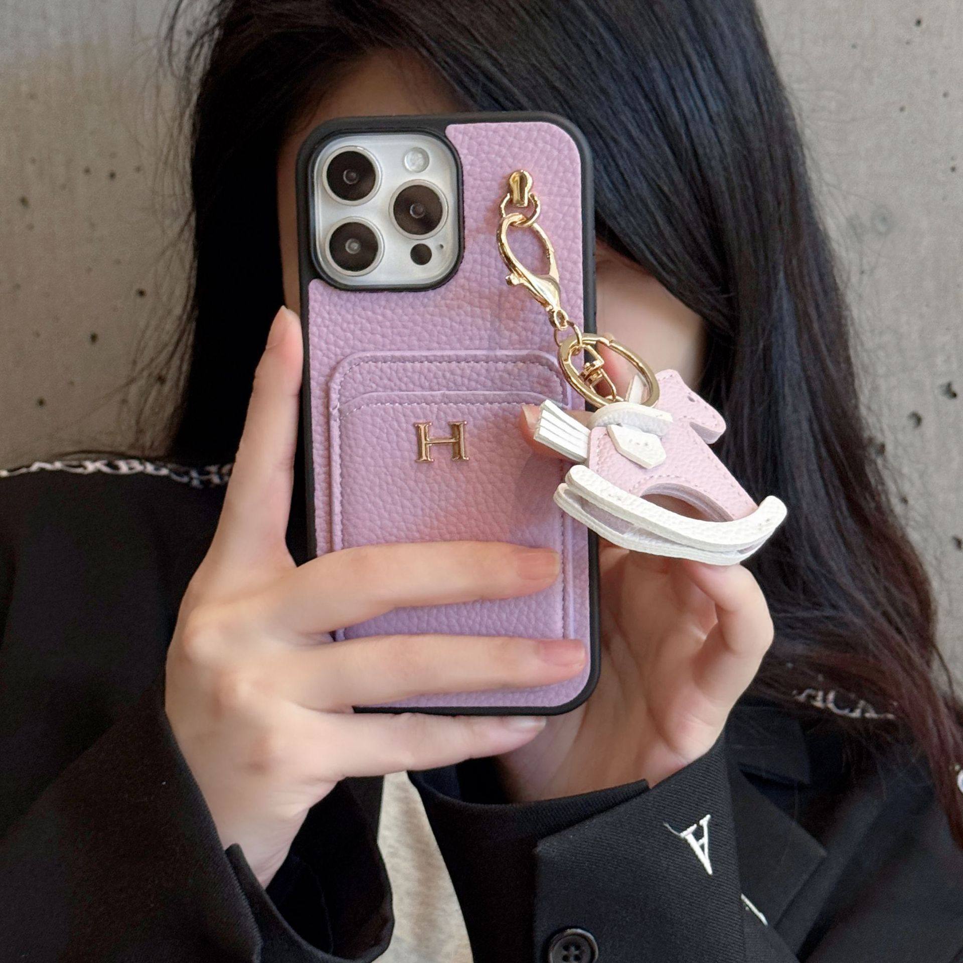 パープルライチ柄カード+ライチ柄木馬