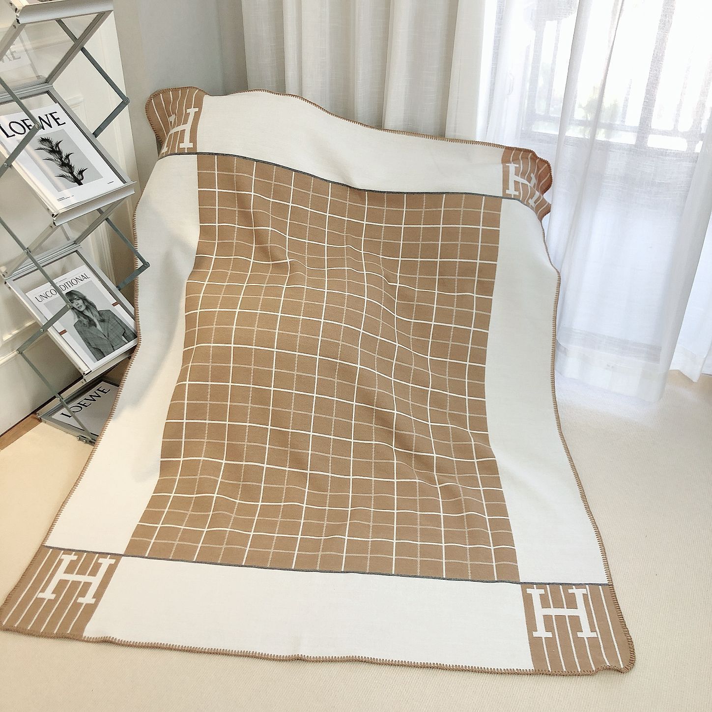 子供用チェック柄H カーキ