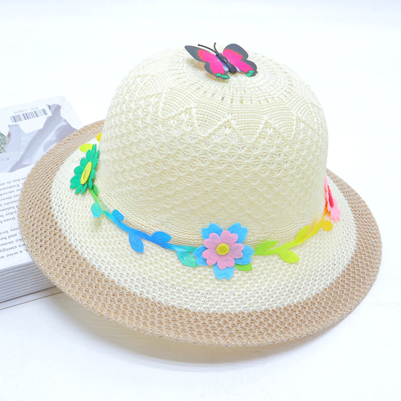 蝶の葉と小花柄のカーキ