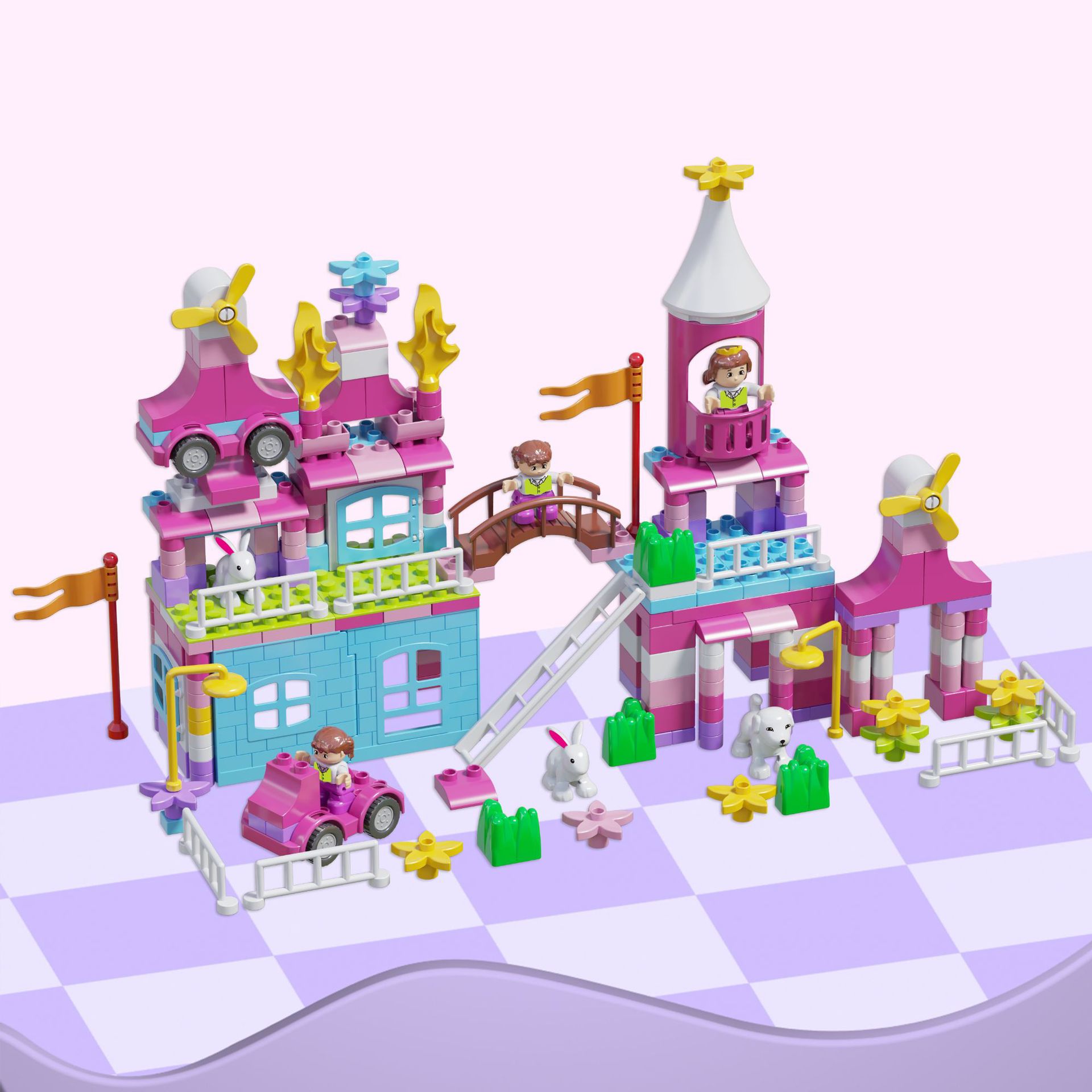 293 大きな粒子の女の子の城の積み木