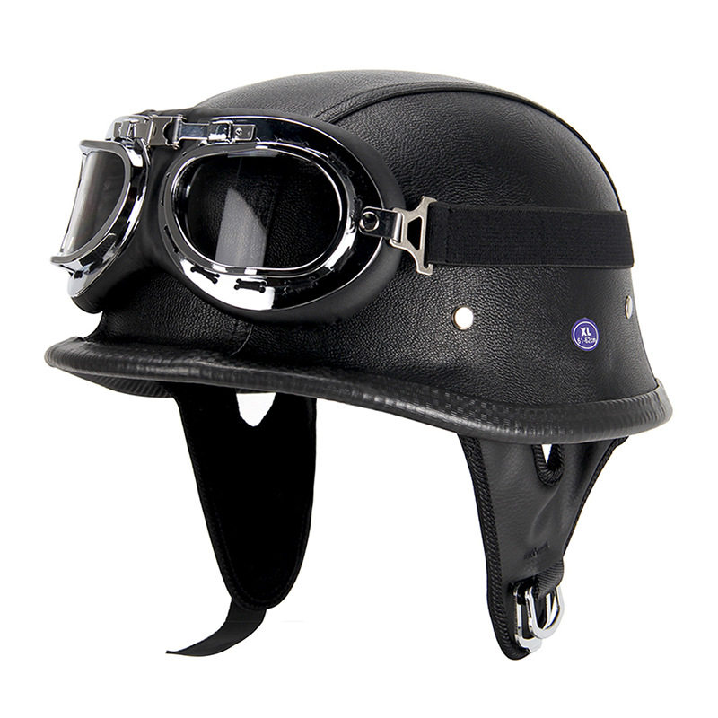 PUレザーヘルメット（ゴーグル用デフォルトレンズ）