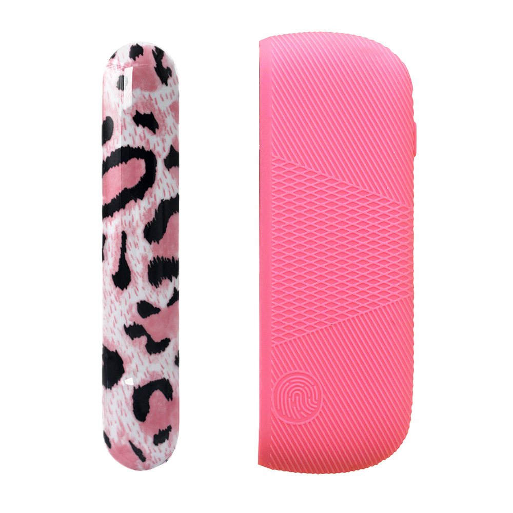 ピンクのシリコンシェル + ヒョウ柄のピンクのサイドカバー