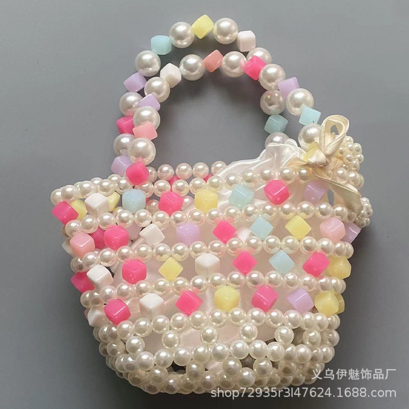 スクエアビーズつなぎかごバッグ【完成品】