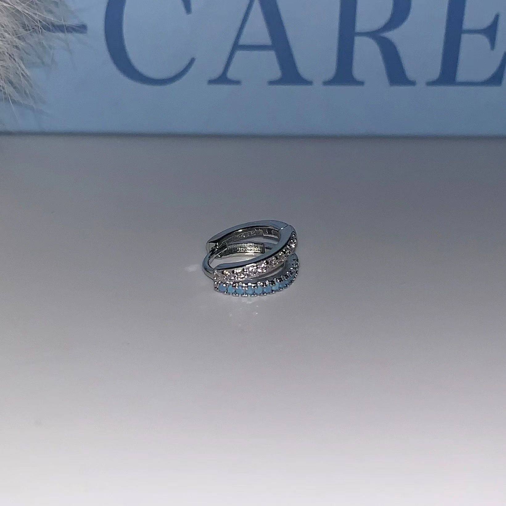 ブルー二層イヤリングシングル