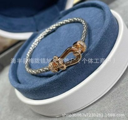 ミディアム ローズゴールド ハーフ ダイヤモンド グレー スチール ロープ