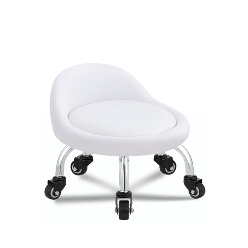 白い小さな背もたれベアリングホイール[ロースツール]