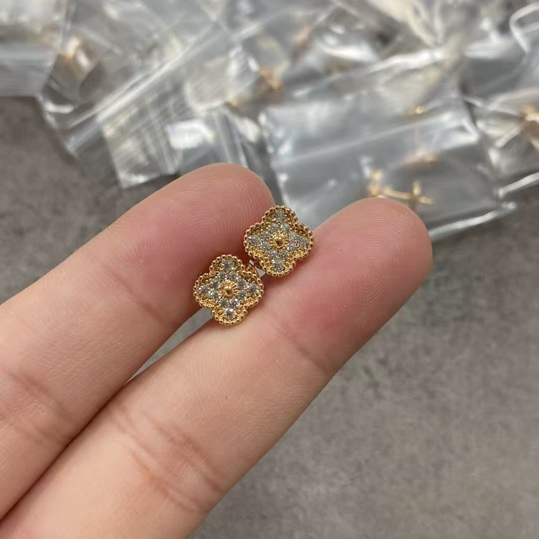 ミニ フル ダイヤモンド スタッド ピアス ローズゴールド