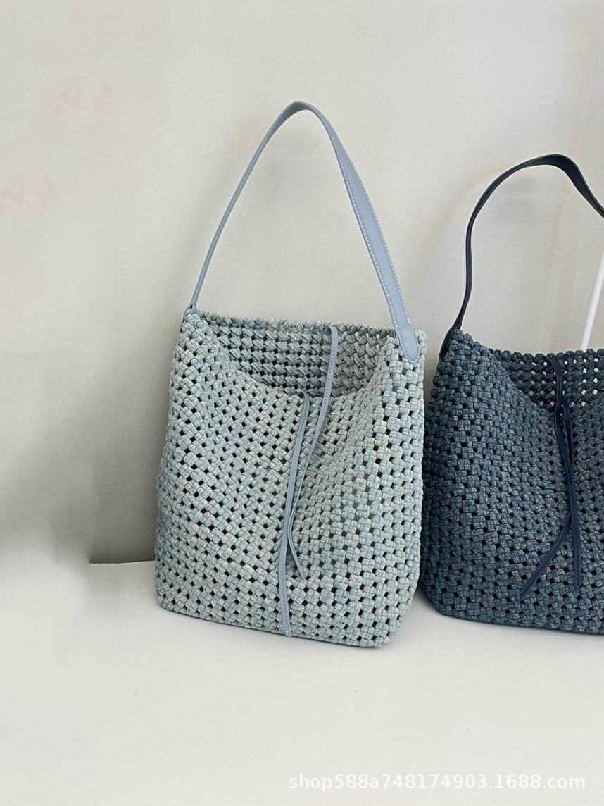 大きめデニム ライトブルー＋内ポケット デニム 本革