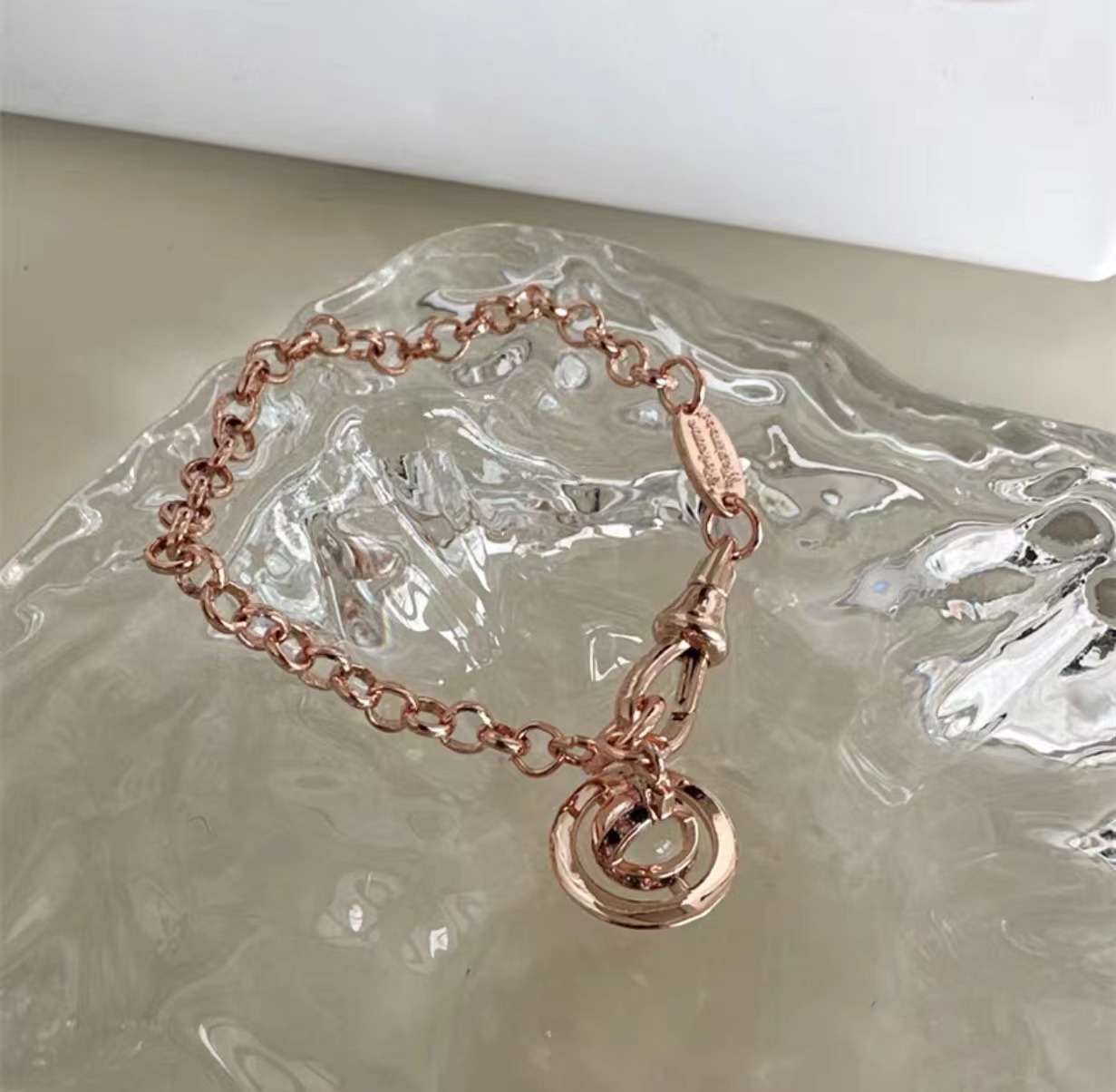 ローズゴールド透明ビーズ