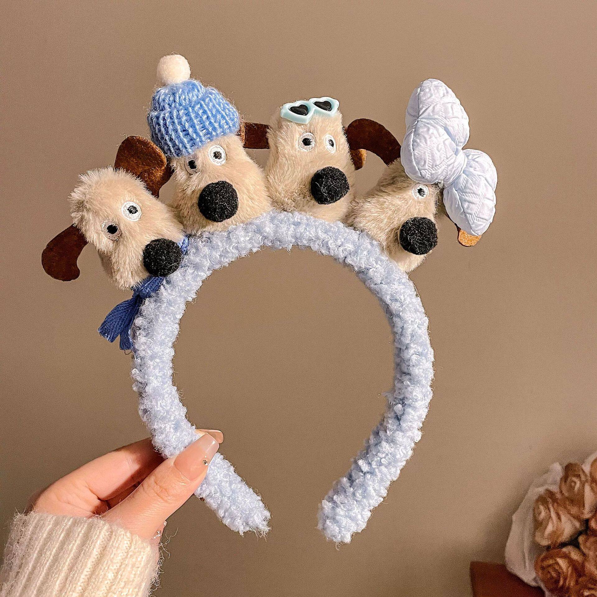 68#ブルーのパームドッグ漫画ぬいぐるみヘッドバンド