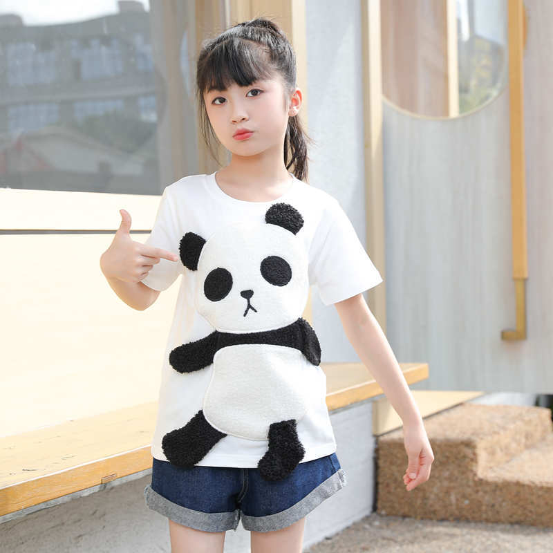 女の子立体パンダtシャツ (高品质)
