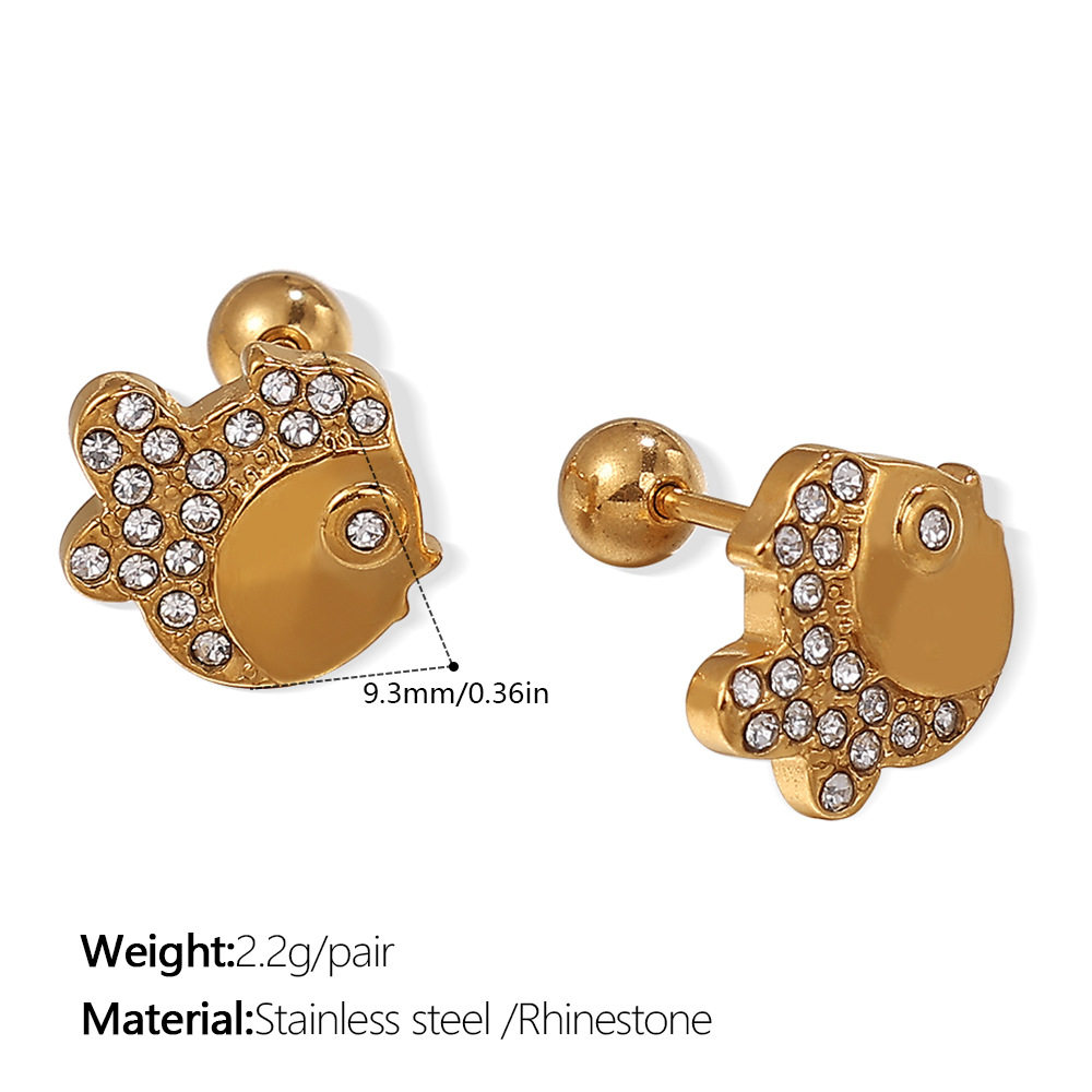 EH982WEG ホワイト ダイヤモンド ゴールド スタッド ピアス