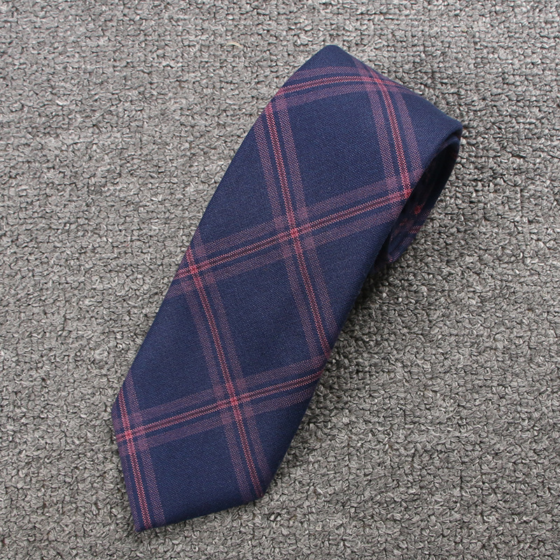 紫間赤格子ネクタイ (703170-276-d)