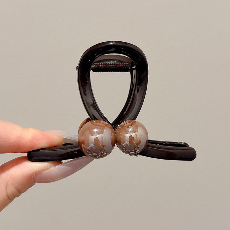 8#レッドブラウンビーズ 小クリップ 8cm