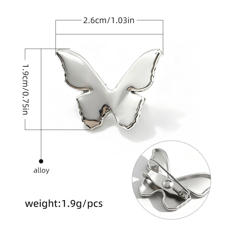 G0035-19x26mm シルバー小蝶ブローチ/個