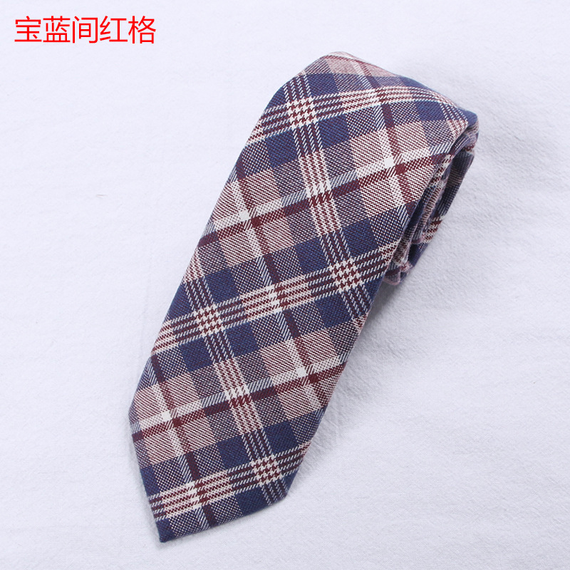 宝藍間赤格子ネクタイ (d)