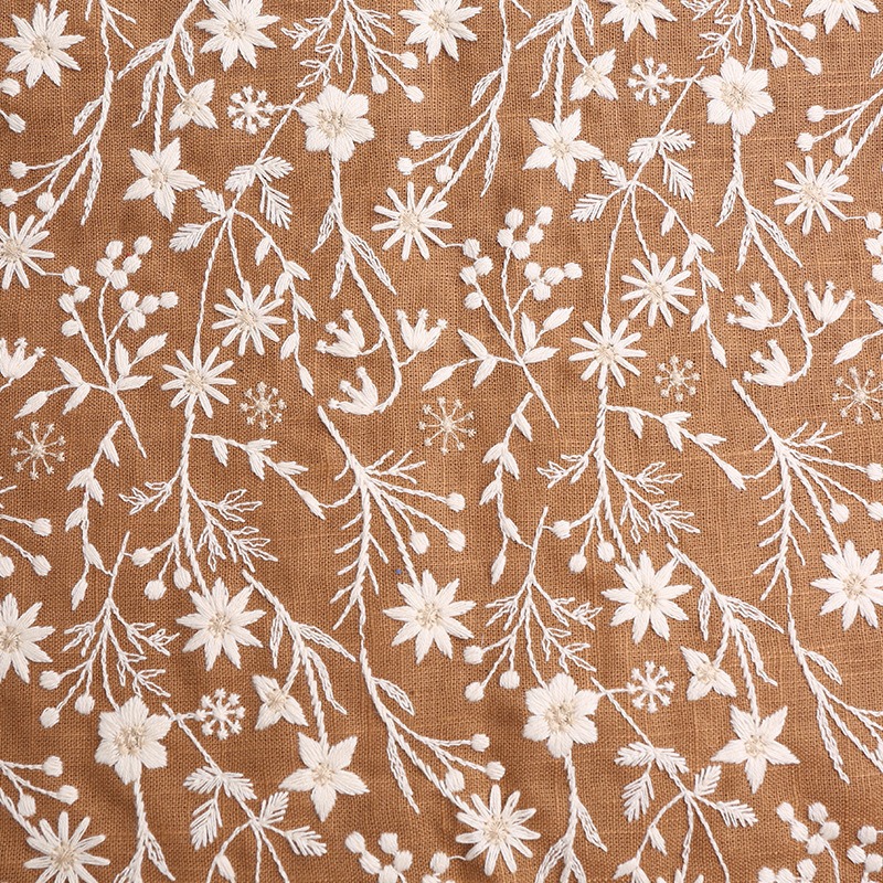 E21596 コーヒー色（幅125cm、綿50％、麻50％）