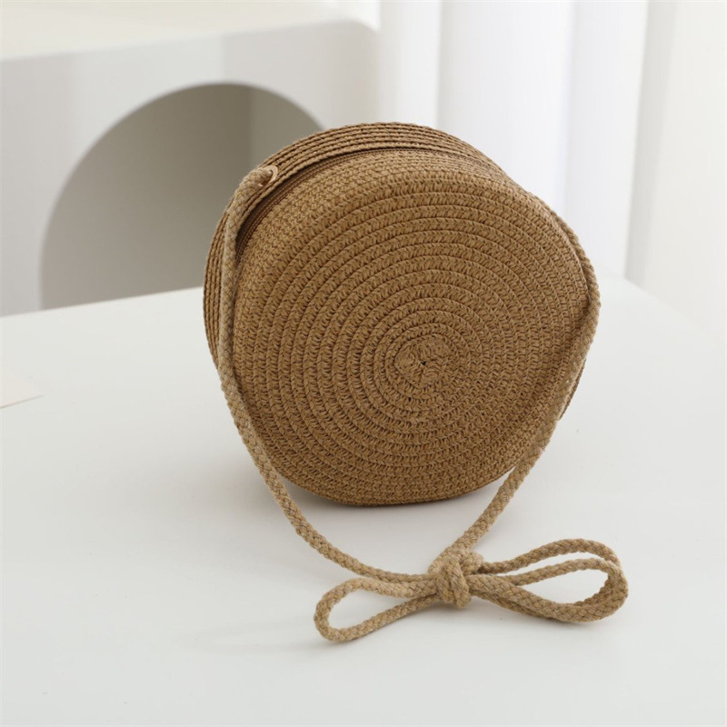 カーキカラーラウンドバッグ 直径16cm