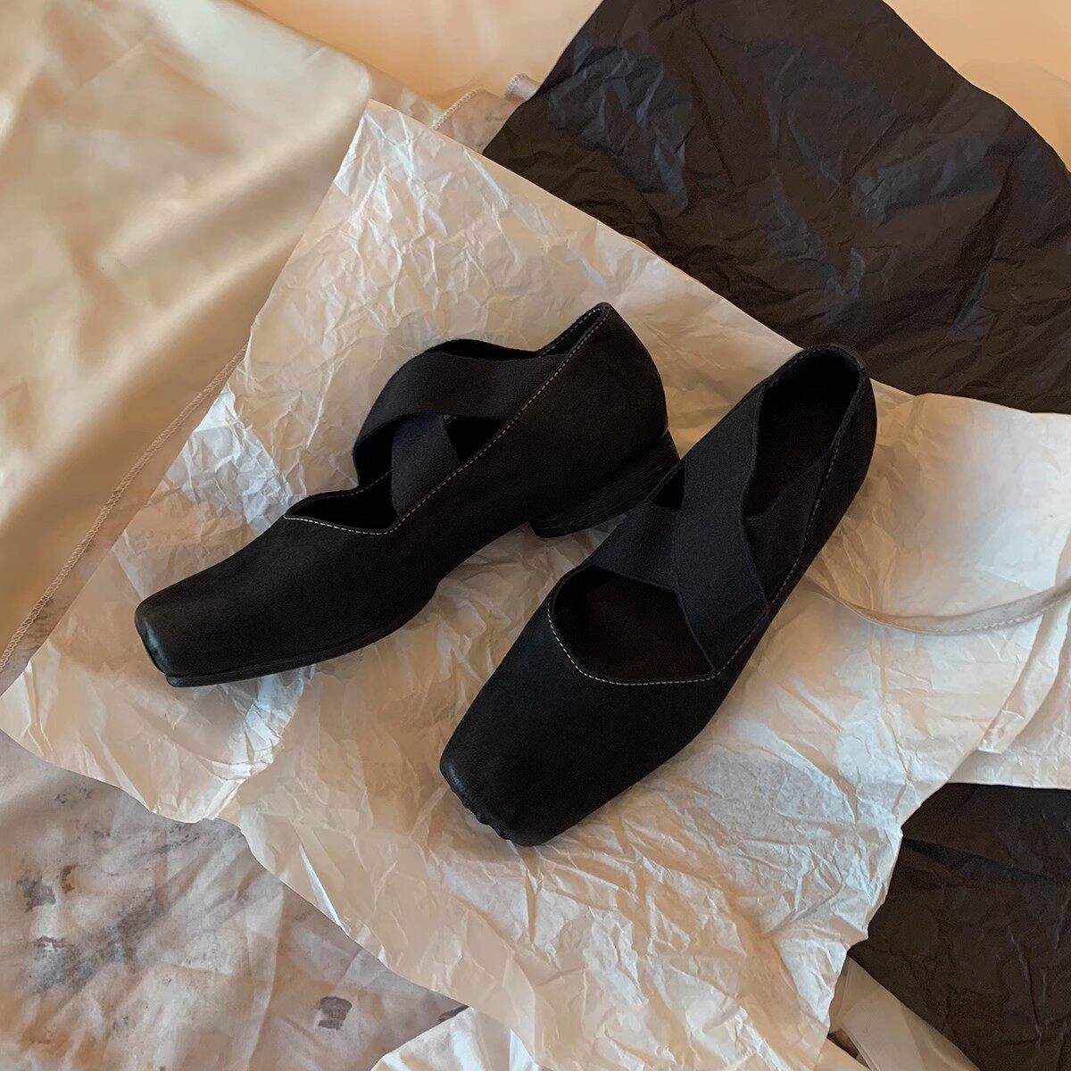 黒い研磨パイル (牛革平底2cm)