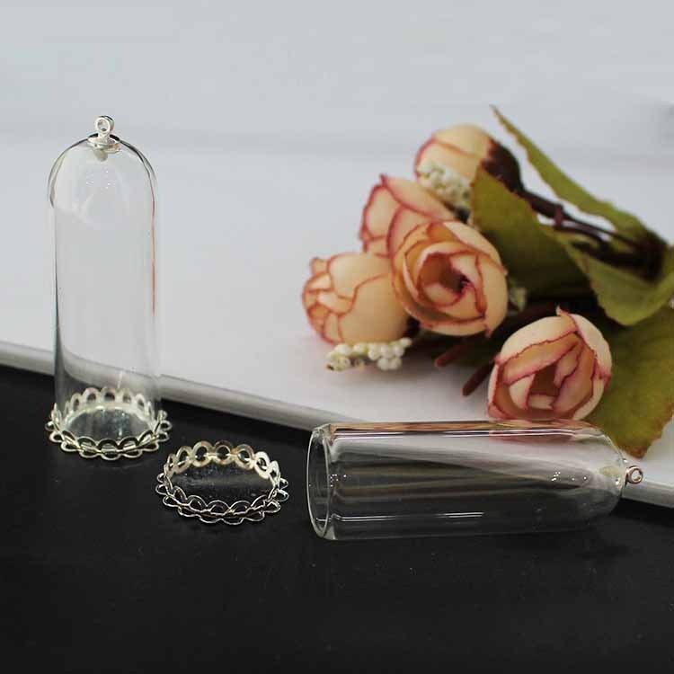 50X18MM ベルジャー + フラットキャップ + シルバーダブルレースホルダー