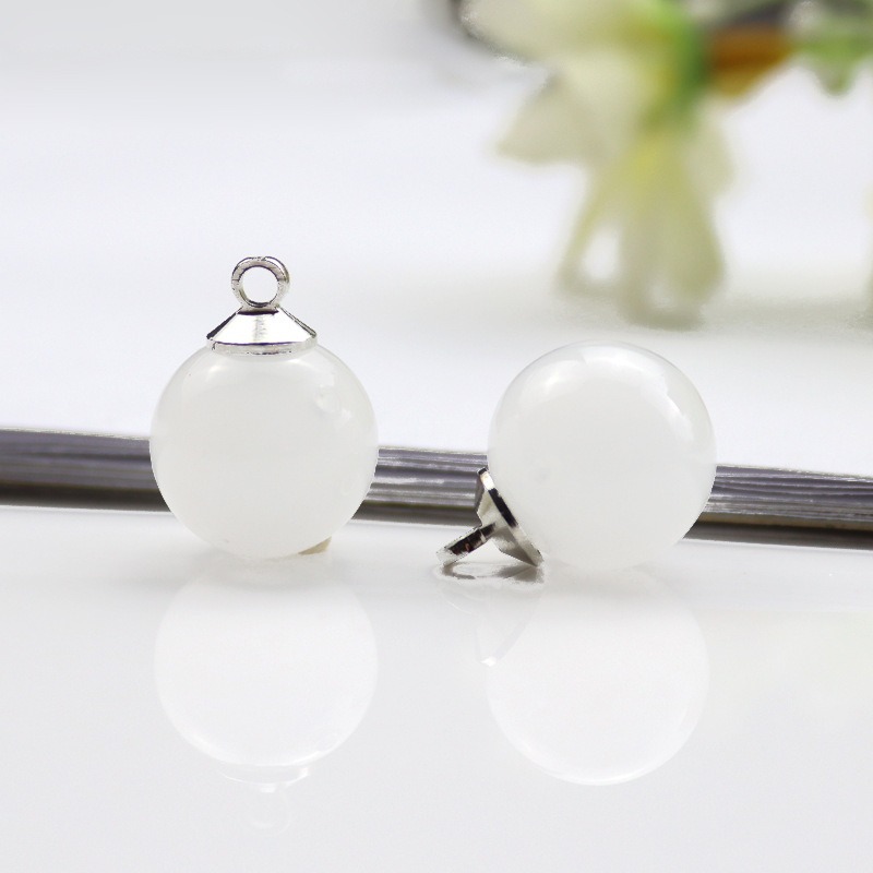 ホワイトジェイドエッセンシャルオイルビーズ+スチールカラーキャップ