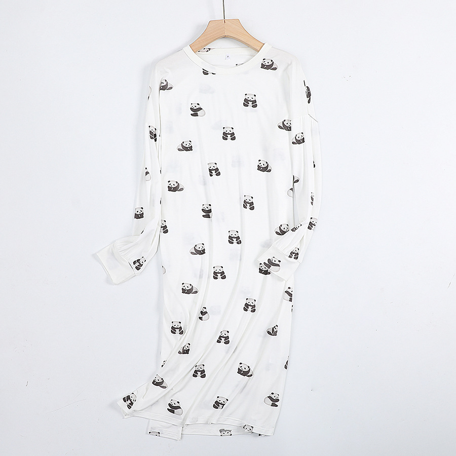 パンダモーデール長袖スカートホワイト