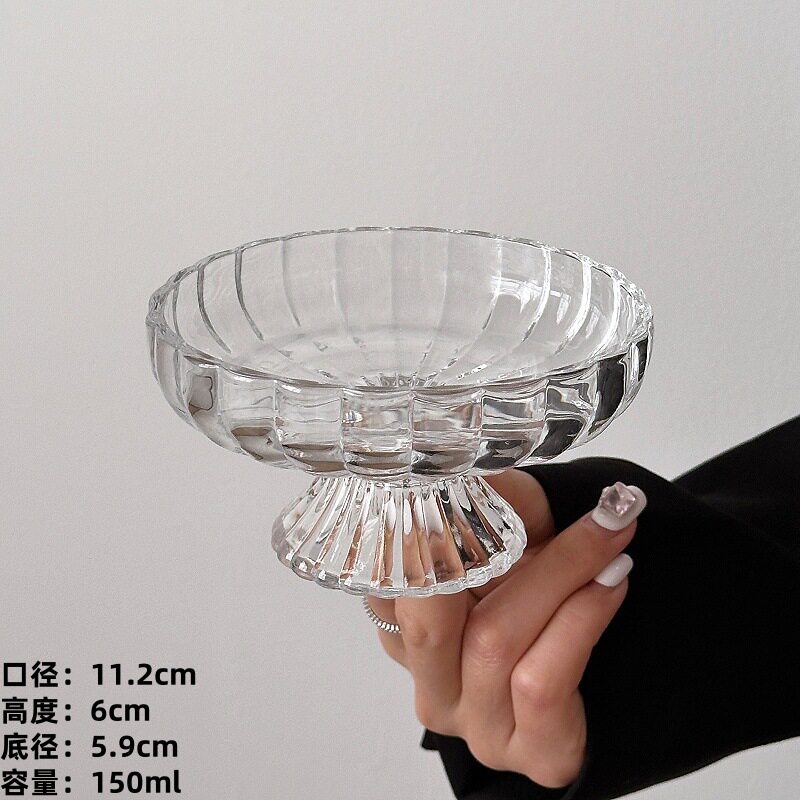 ガラス花びら茶盆【太ストライプ】
