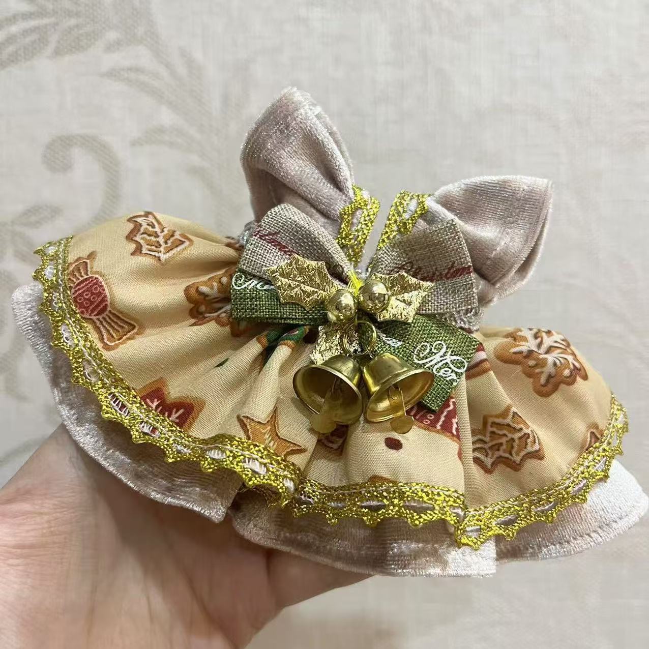 クリスマスイエローのリボンベルプリンセスドレス