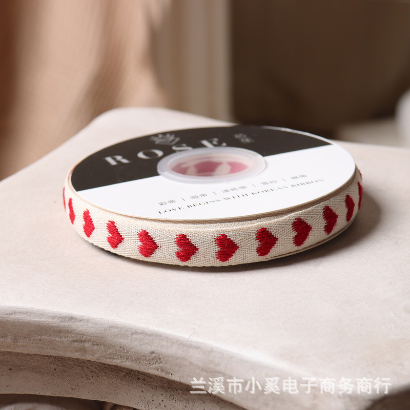 チェリーレッドハート刺繍リボン【 1.5m 】