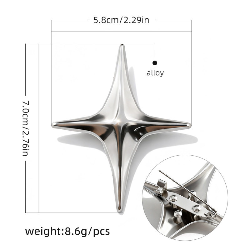 G0001-58x70mm シルバー特大クロススターブローチ/個