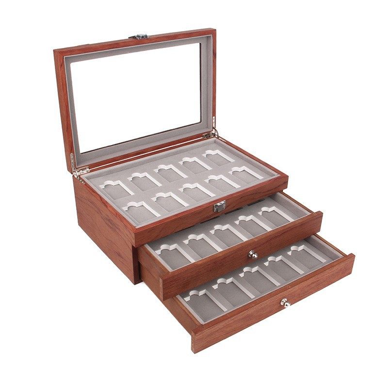 30格の赤いナシの木の皮のライターの収納箱/内の灰色-標識があります。