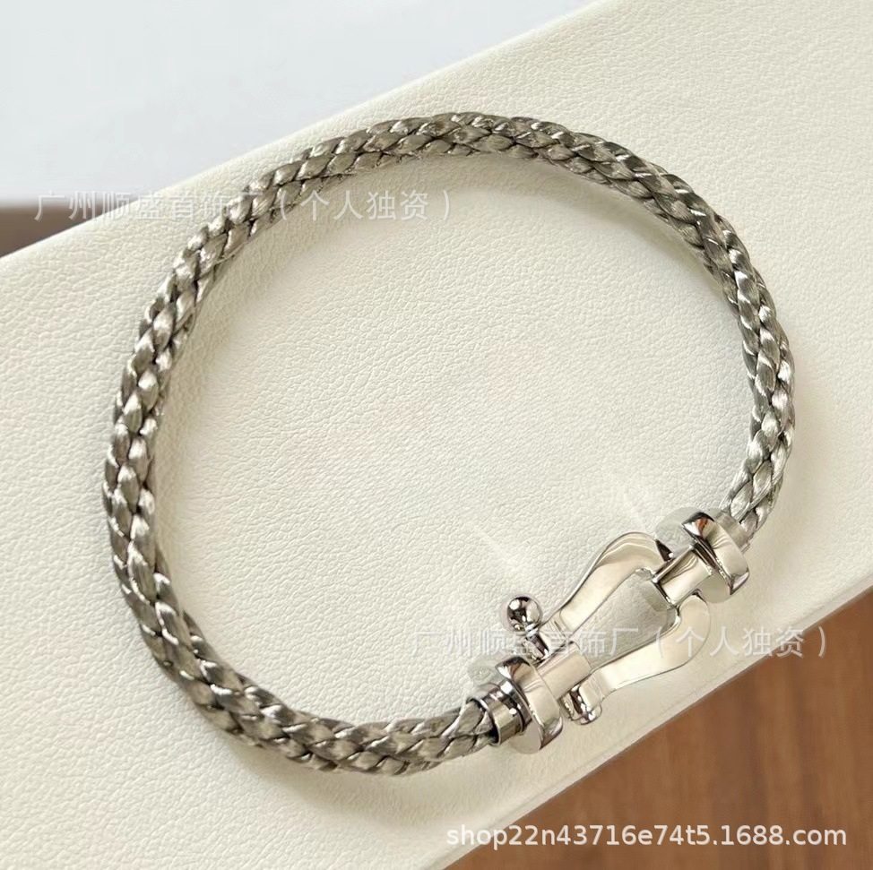 Lサイズ - スチールロープ - プラチナ - ダイヤモンドなし