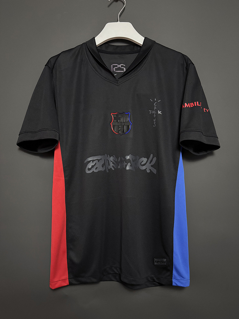 24-25 バルセロナ アウェイ スペシャル (黒とグレーの広告)