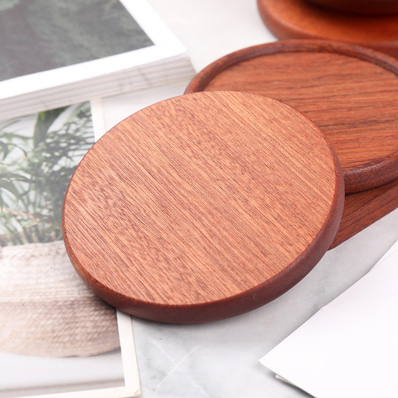 烏檀木円形平面コースター8.8cm