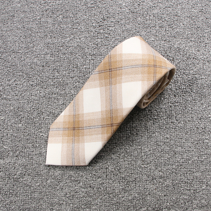 カラフルな金柑白市松ネクタイ