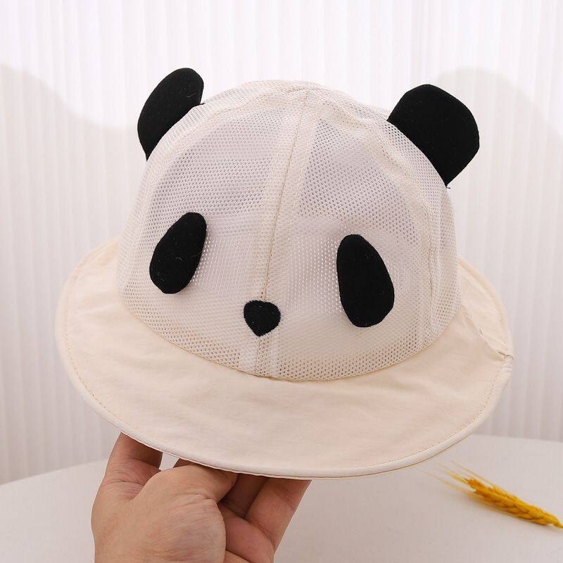 メッシュパンダバケットハット ベージュ+46-50cm
